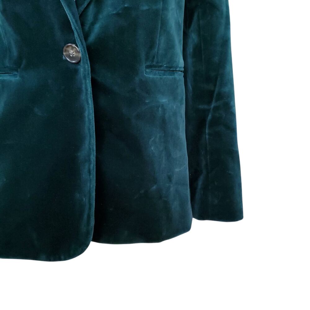 J. Crew Preppy Ivy Green Velvet Parke Blazer Jacket J8978 Peak Lapel Lined Sz 0 - Picture 5 of 16